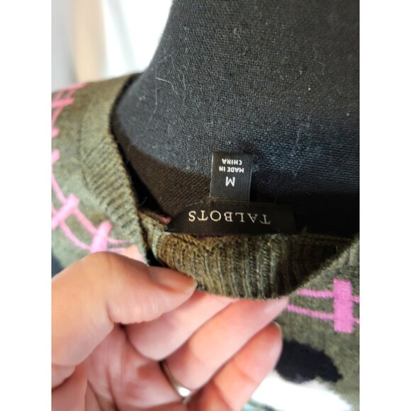 Talbots Womens Pullover Sweater Sheep Yoke Raglan Crewneck Pullover Size M - Picture 6 of 7